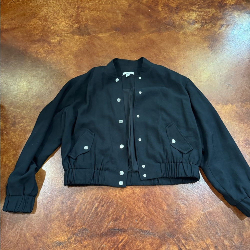 Bar III Black Bomber Jacket with Cropped Silhouette